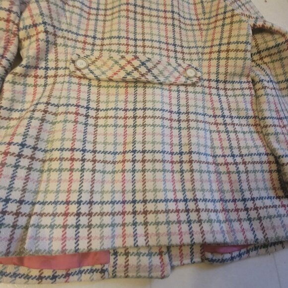 Coach Plaid Tweed Wool Coat Jacket Multicolored Women's size Large (L) - Picture 10 of 16